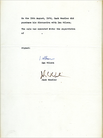 Dematerialised: Jack Wendler Gallery 1971 to 1974